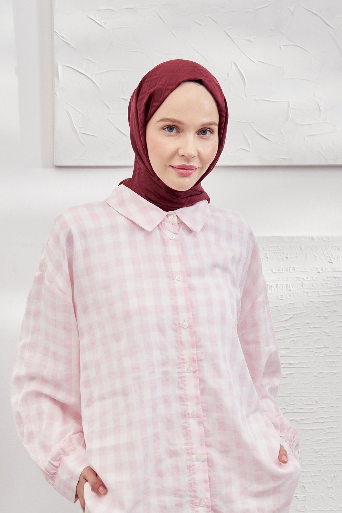 Italienischer Jacquard Schal - Frattale - Bordeaux - D'ITINA