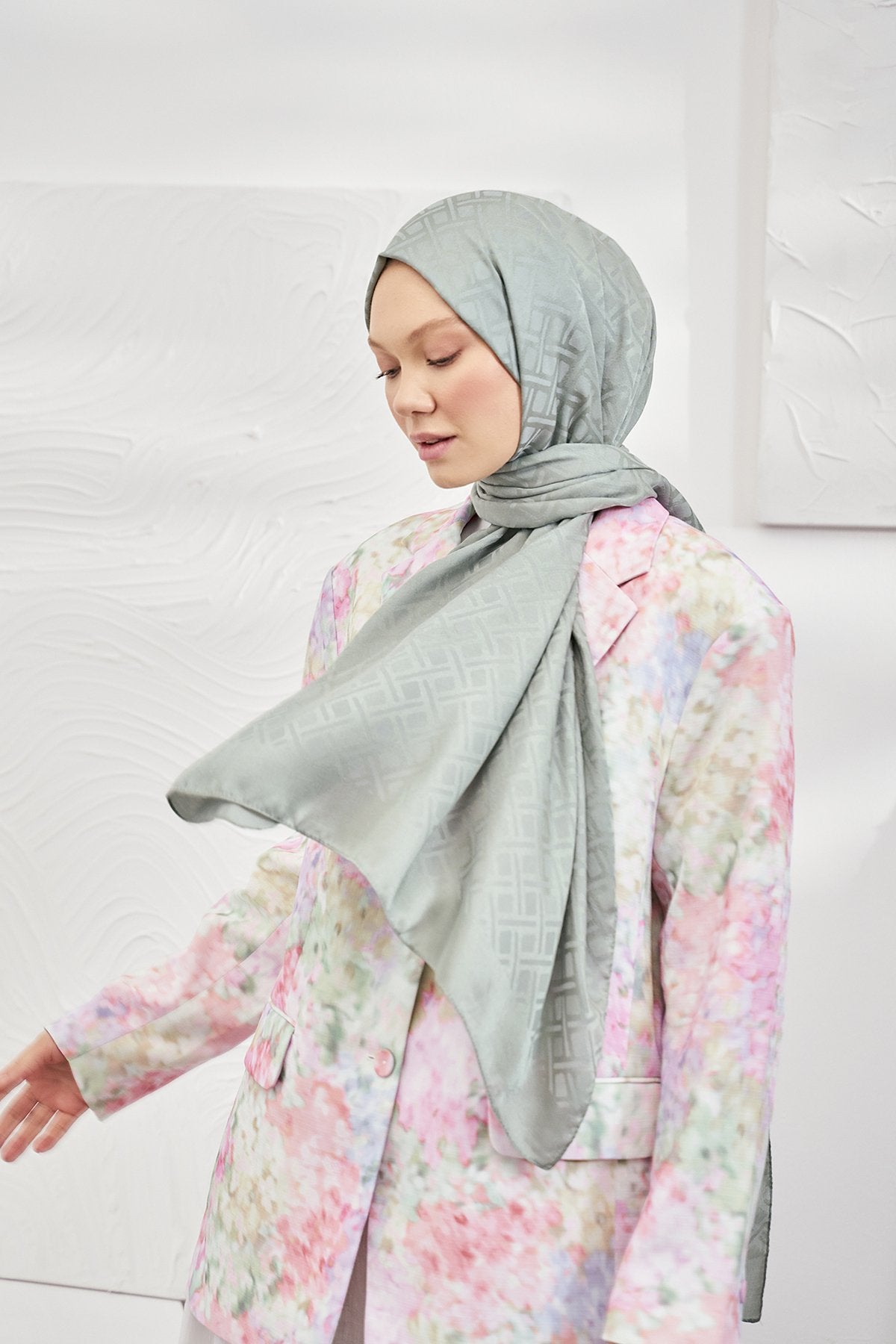 Italienischer Jacquard Schal - Frattale - Leinen Grün - D'ITINA