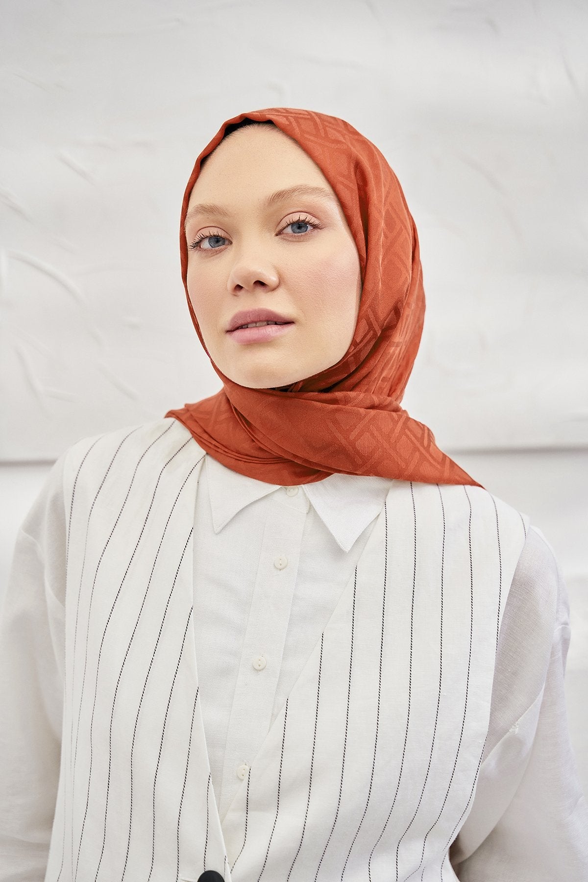 Italienischer Jacquard Schal - Frattale - Terrakotta - D'ITINA