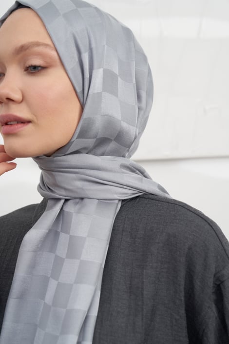 Italienischer Jacquard Schal - Quadri - Grau - D'ITINA