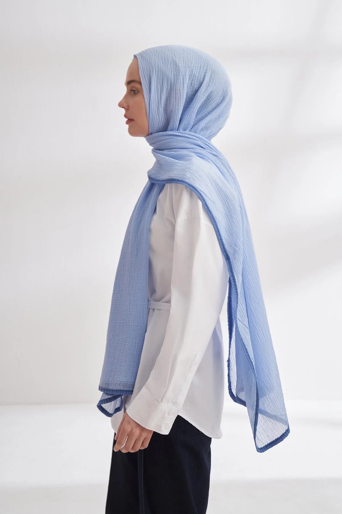 Müslin Biyeli Schal - Babyblau - D'ITINA