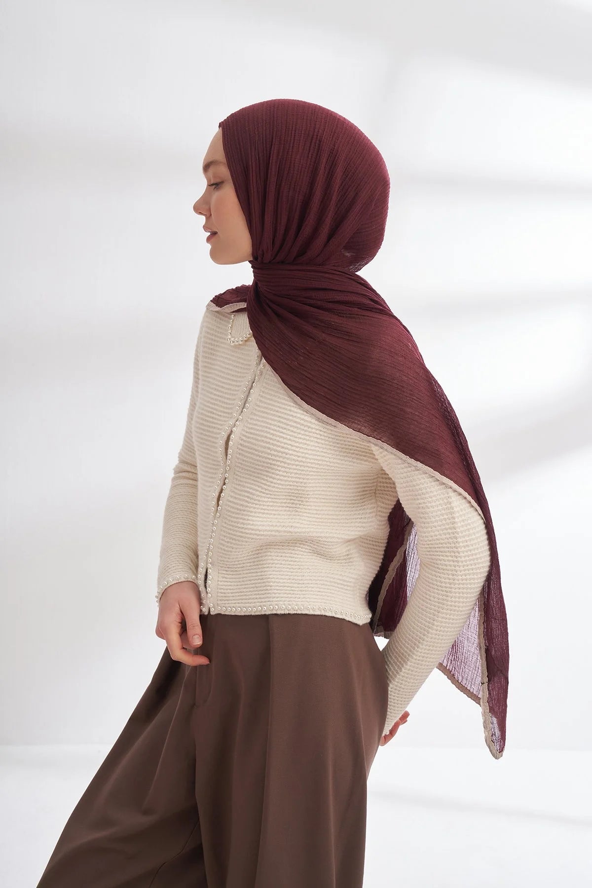 Müslin Biyeli Schal - Burgundy - D'ITINA