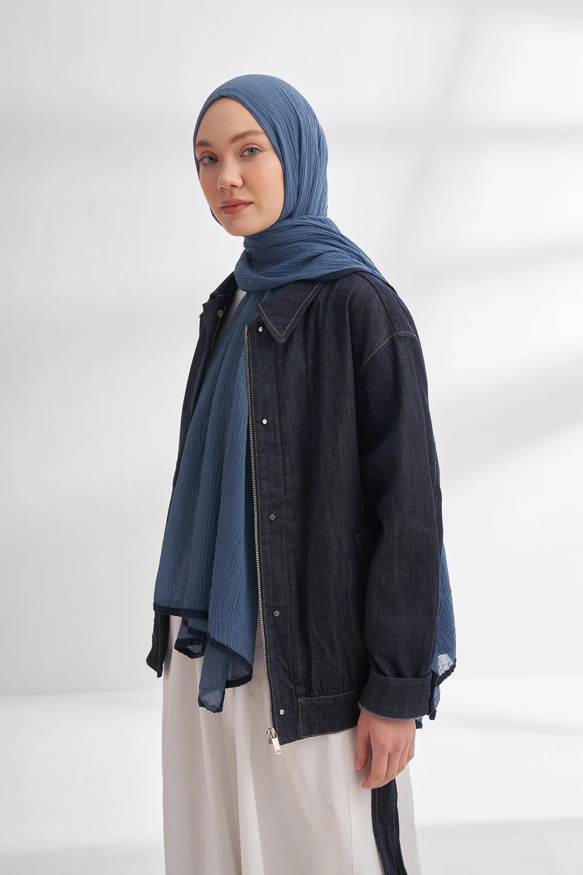 Müslin Biyeli Schal - Indigo - D'ITINA
