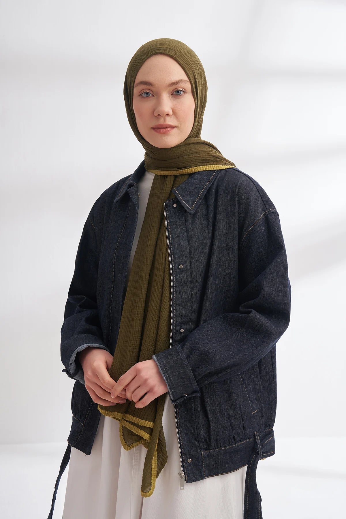 Müslin Biyeli Schal - Khaki - D'ITINA