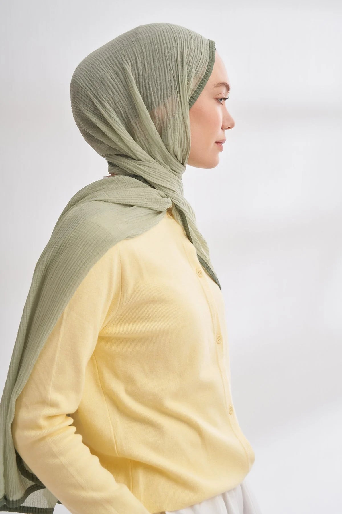 Müslin Biyeli Schal - Leinengrün - D'ITINA