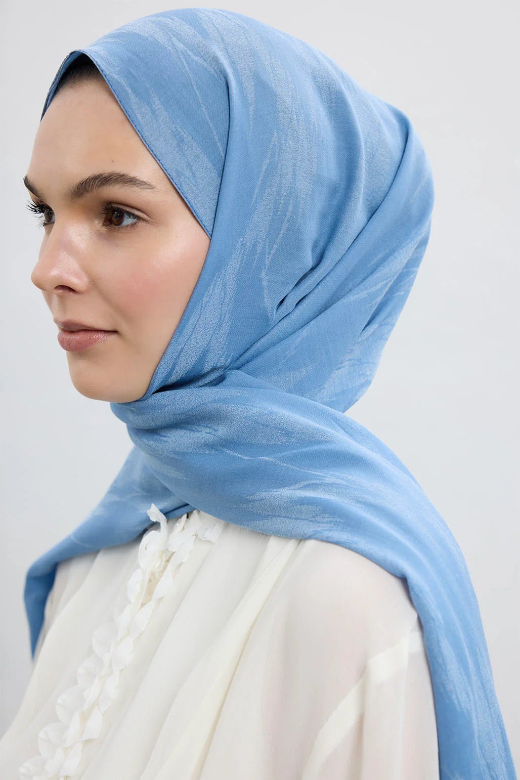 Silk - Cotton Hijab - Soft Blue - D'ITINA