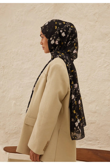Fresh Scarfs Rami Hijab - Soft Flower Black - D'ITINA
