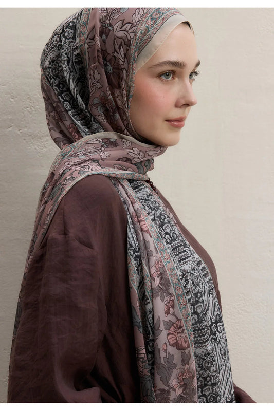 Fresh Scarfs Silk Crepe Hijab - Adella Dry Rose - D'ITINA