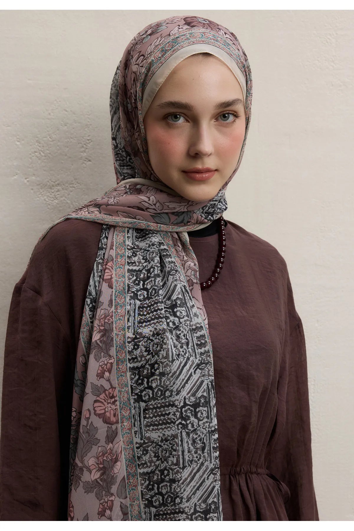 Fresh Scarfs Silk Crepe Hijab - Adella Dry Rose - D'ITINA