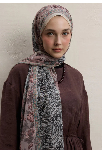 Fresh Scarfs Silk Crepe Hijab - Adella Dry Rose - D'ITINA