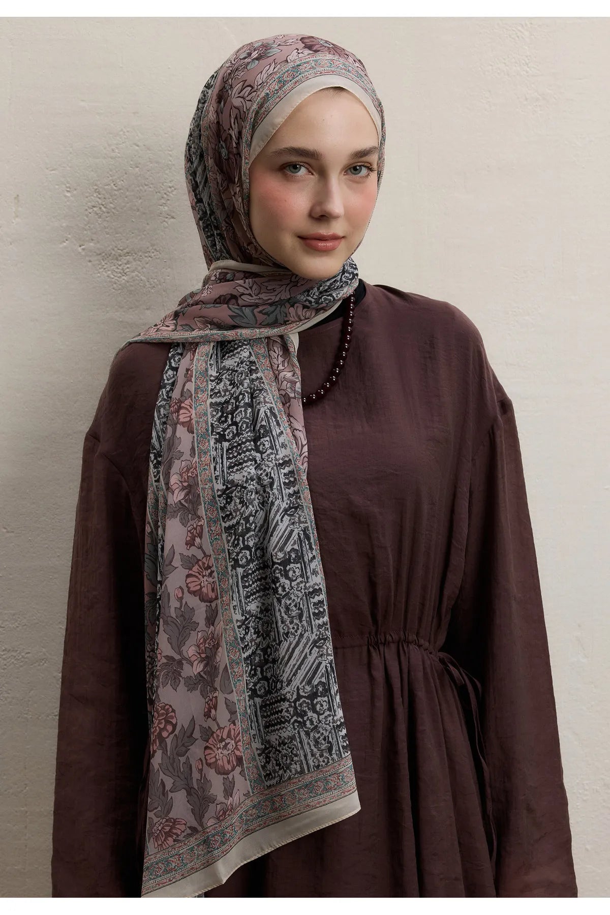 Fresh Scarfs Silk Crepe Hijab - Adella Dry Rose - D'ITINA