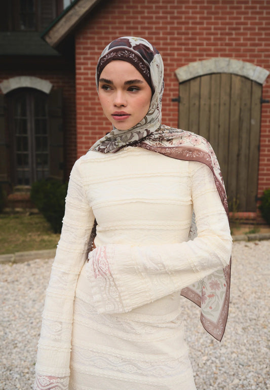 Fresh Scarfs Silk Crepe Hijab - Bella Chocolate - D'ITINA