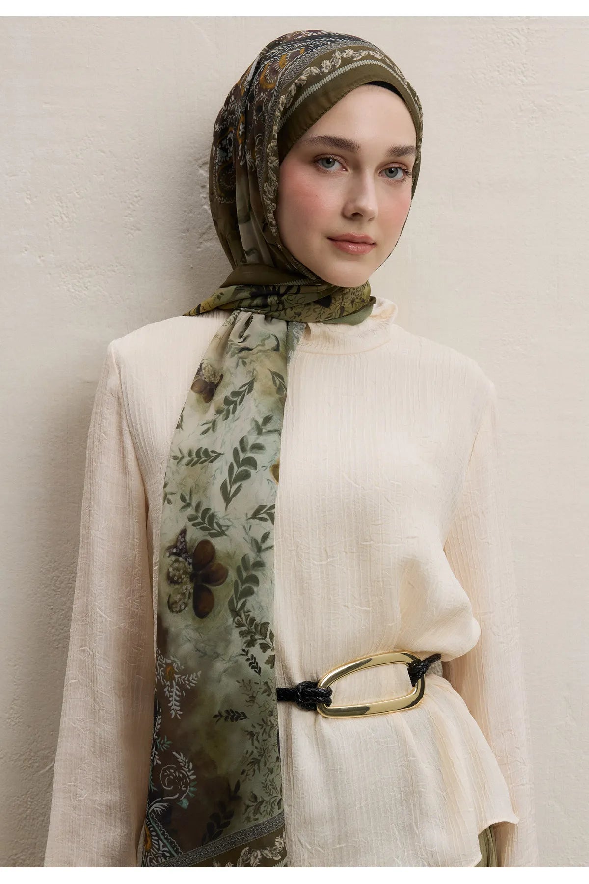 Fresh Scarfs Silk Crepe Hijab - Ellen Khaki - D'ITINA