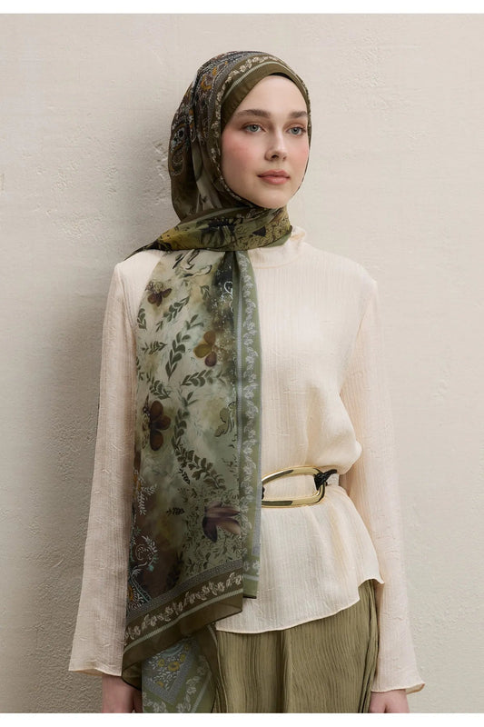 Fresh Scarfs Silk Crepe Hijab - Ellen Khaki - D'ITINA
