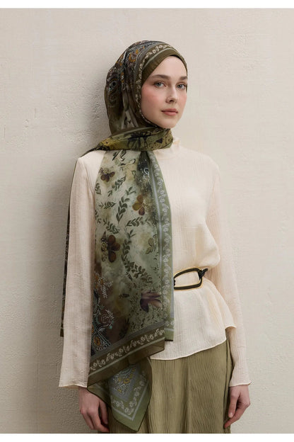 Fresh Scarfs Silk Crepe Hijab - Ellen Khaki - D'ITINA