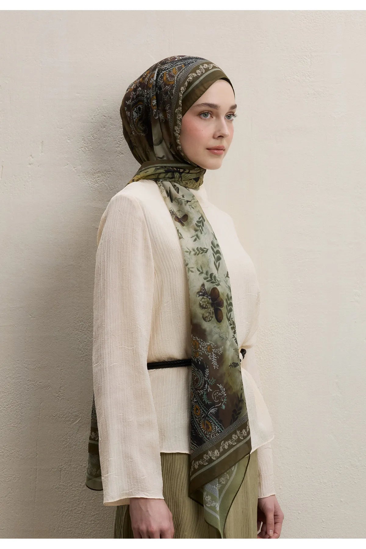 Fresh Scarfs Silk Crepe Hijab - Ellen Khaki - D'ITINA