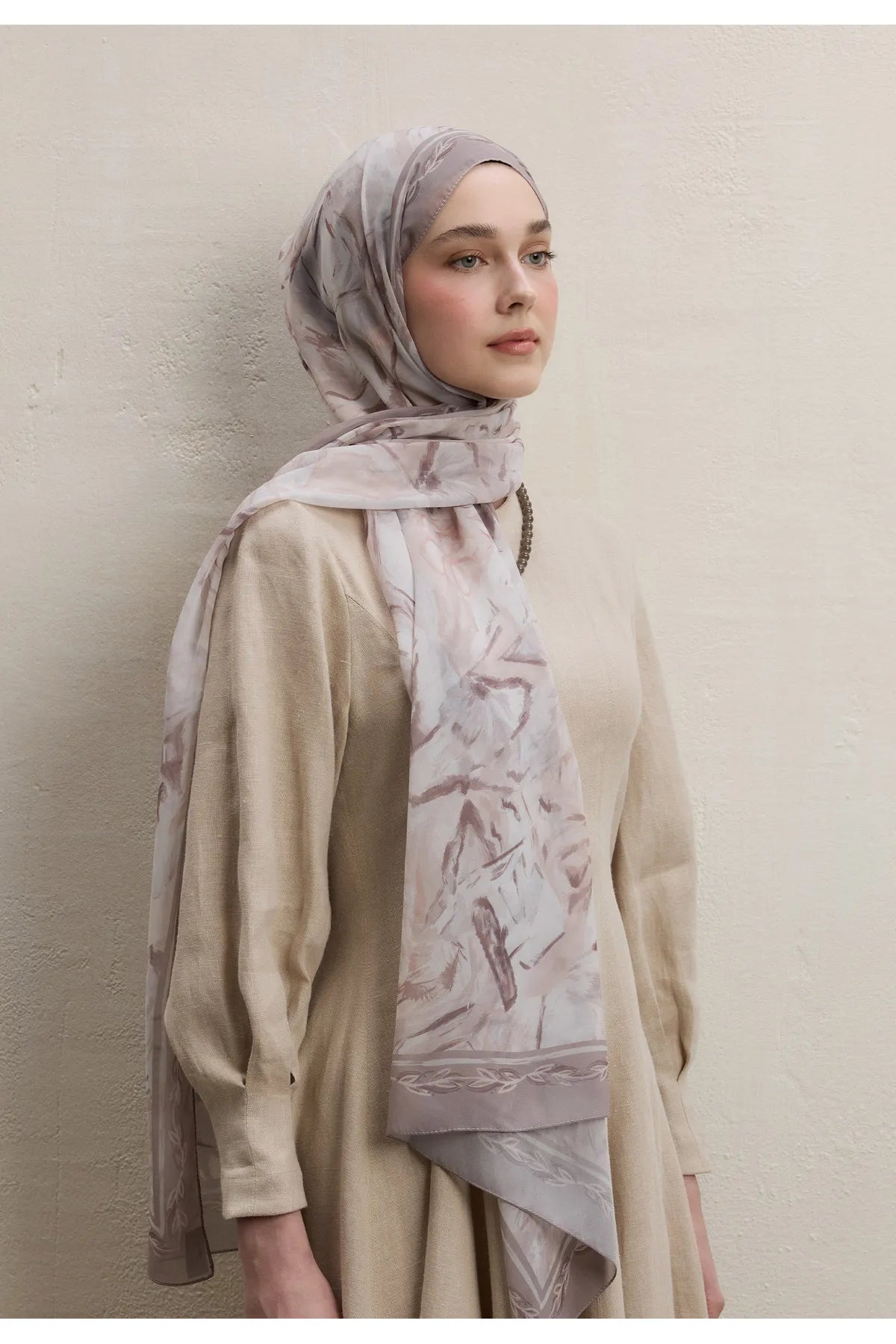 Fresh Scarfs Silk Crepe Hijab - Margot Beige - D'ITINA