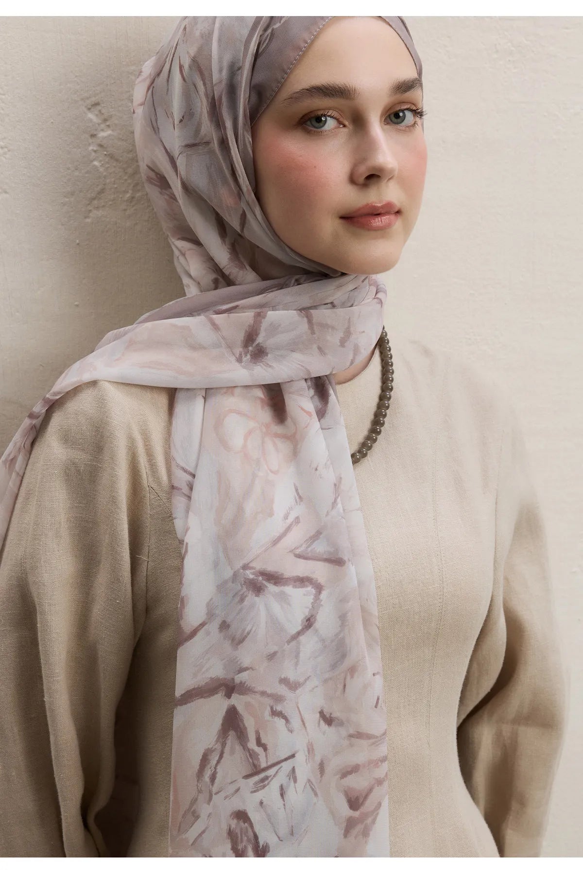 Fresh Scarfs Silk Crepe Hijab - Margot Beige - D'ITINA