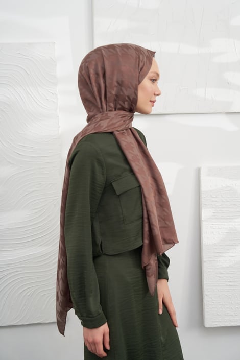 Italienischer Jacquard Schal - Pied - de - Poule - Coffee - D'ITINA