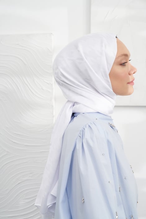 Italienischer Jacquard Schal - Pied - de - Poule - Off - White - D'ITINA