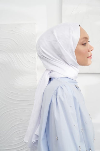Italienischer Jacquard Schal - Pied - de - Poule - Off - White - D'ITINA
