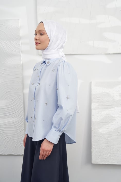 Italienischer Jacquard Schal - Pied - de - Poule - Off - White - D'ITINA