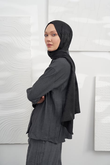Italienischer Jacquard Schal - Pied - de - Poule - Onyx - D'ITINA