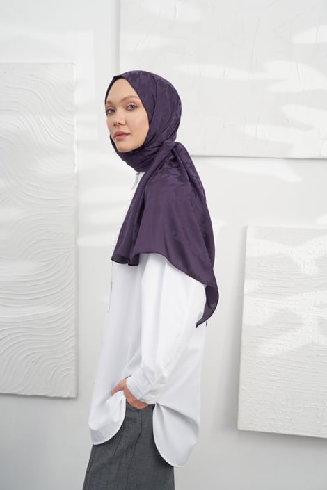 Italienischer Jacquard Schal - Pied - de - Poule - Violett - D'ITINA