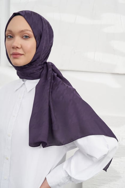 Italienischer Jacquard Schal - Pied - de - Poule - Violett - D'ITINA