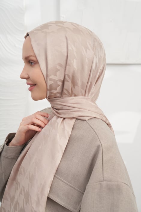 Italienischer Jacquard Schal - Pied - de - Poule - Vizon - D'ITINA