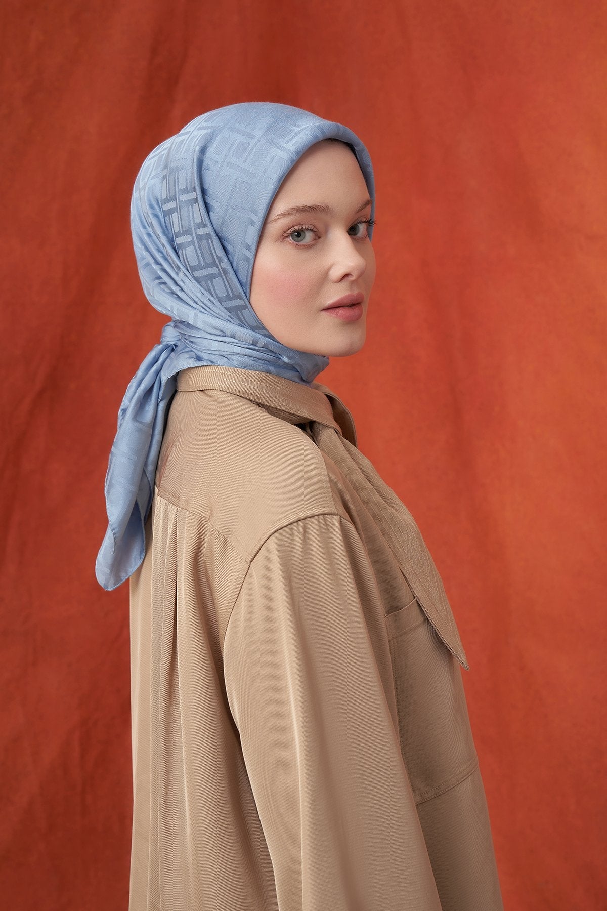 Italienischer Jacquard Tuch - Frattale - Himmelblau - D'ITINA