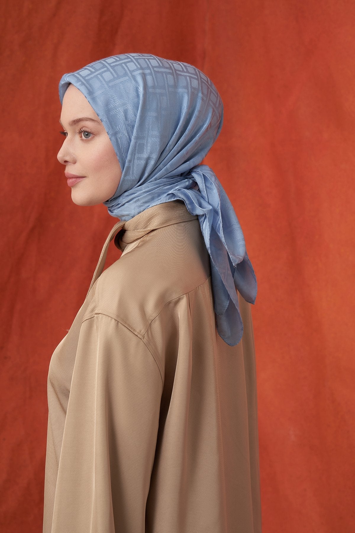 Italienischer Jacquard Tuch - Frattale - Himmelblau - D'ITINA