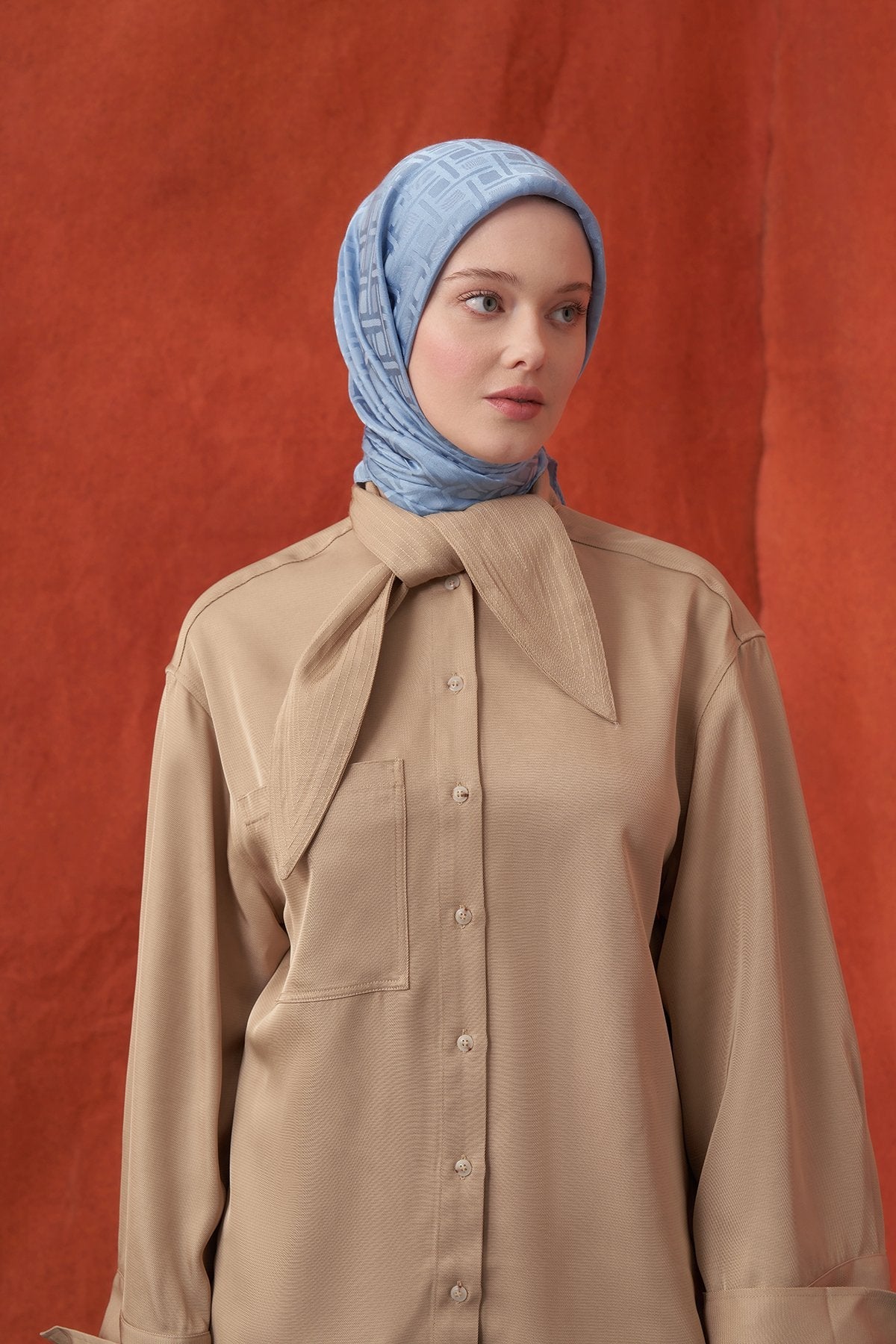 Italienischer Jacquard Tuch - Frattale - Himmelblau - D'ITINA