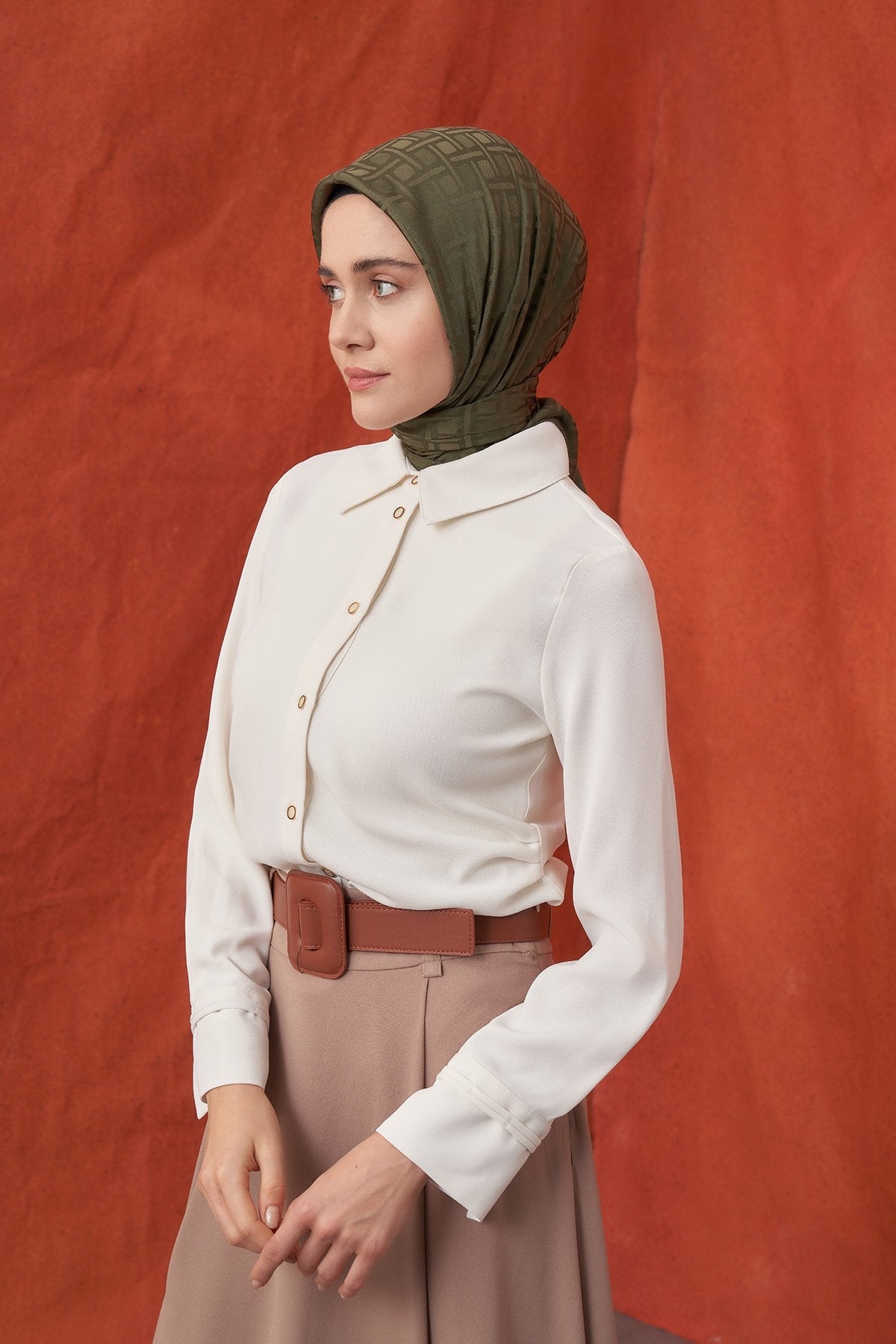 Italienischer Jacquard Tuch - Frattale - Moosgrün - D'ITINA