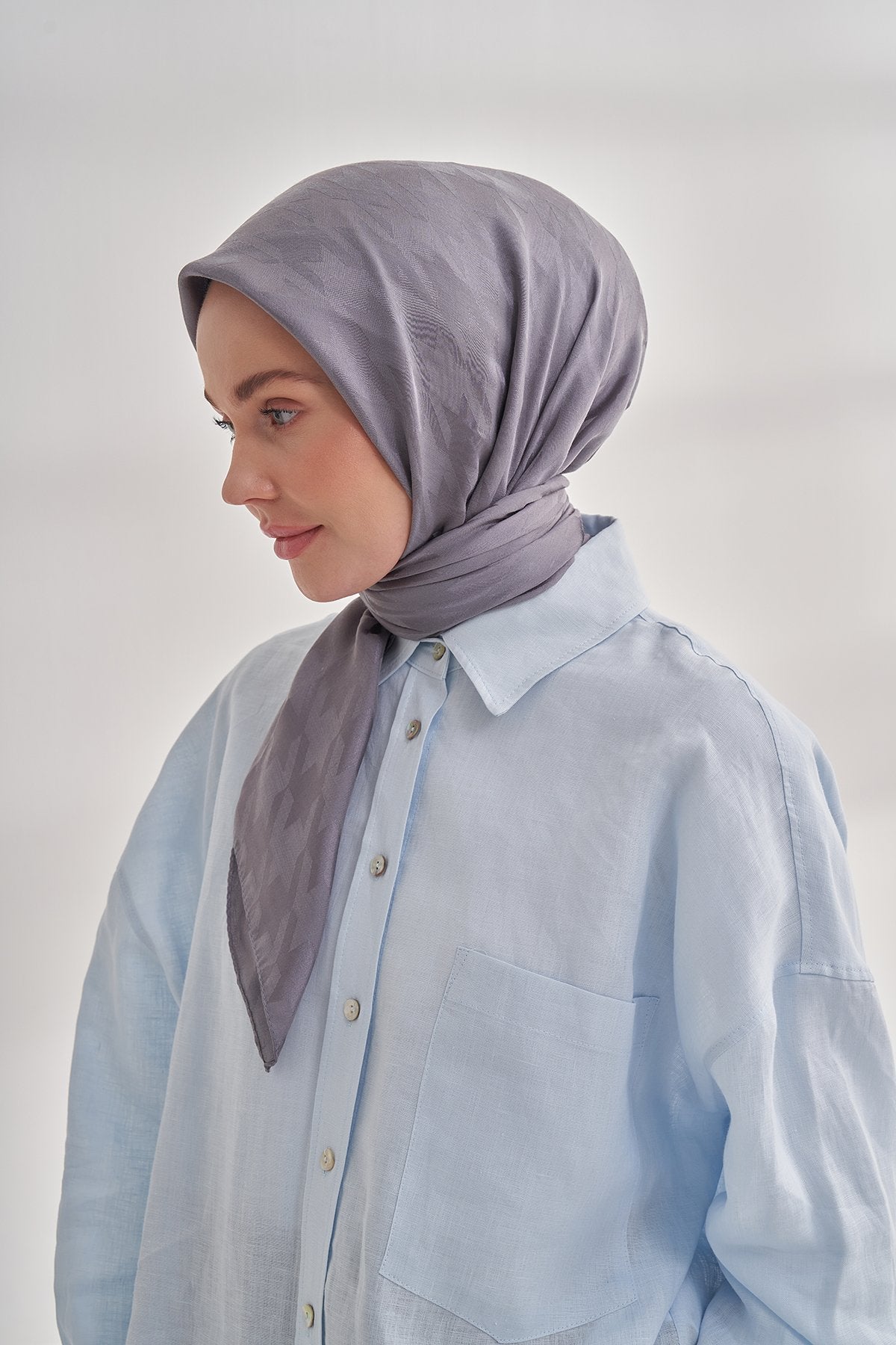 Italienischer Jacquard Tuch - Pied - de - Poule - Aschgrau - D'ITINA