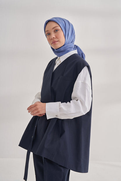 Italienischer Jacquard Tuch - Pied - de - Poule - Azur - D'ITINA