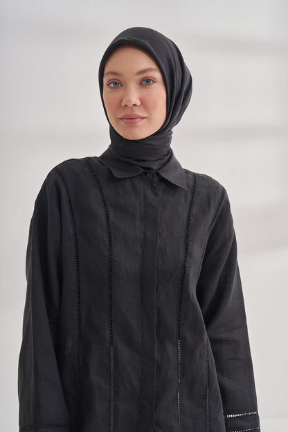 Italienischer Jacquard Tuch - Pied - de - Poule - Onyx - D'ITINA