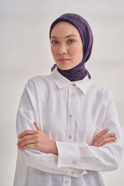 Italienischer Jacquard Tuch - Pied - de - Poule - Violett - D'ITINA