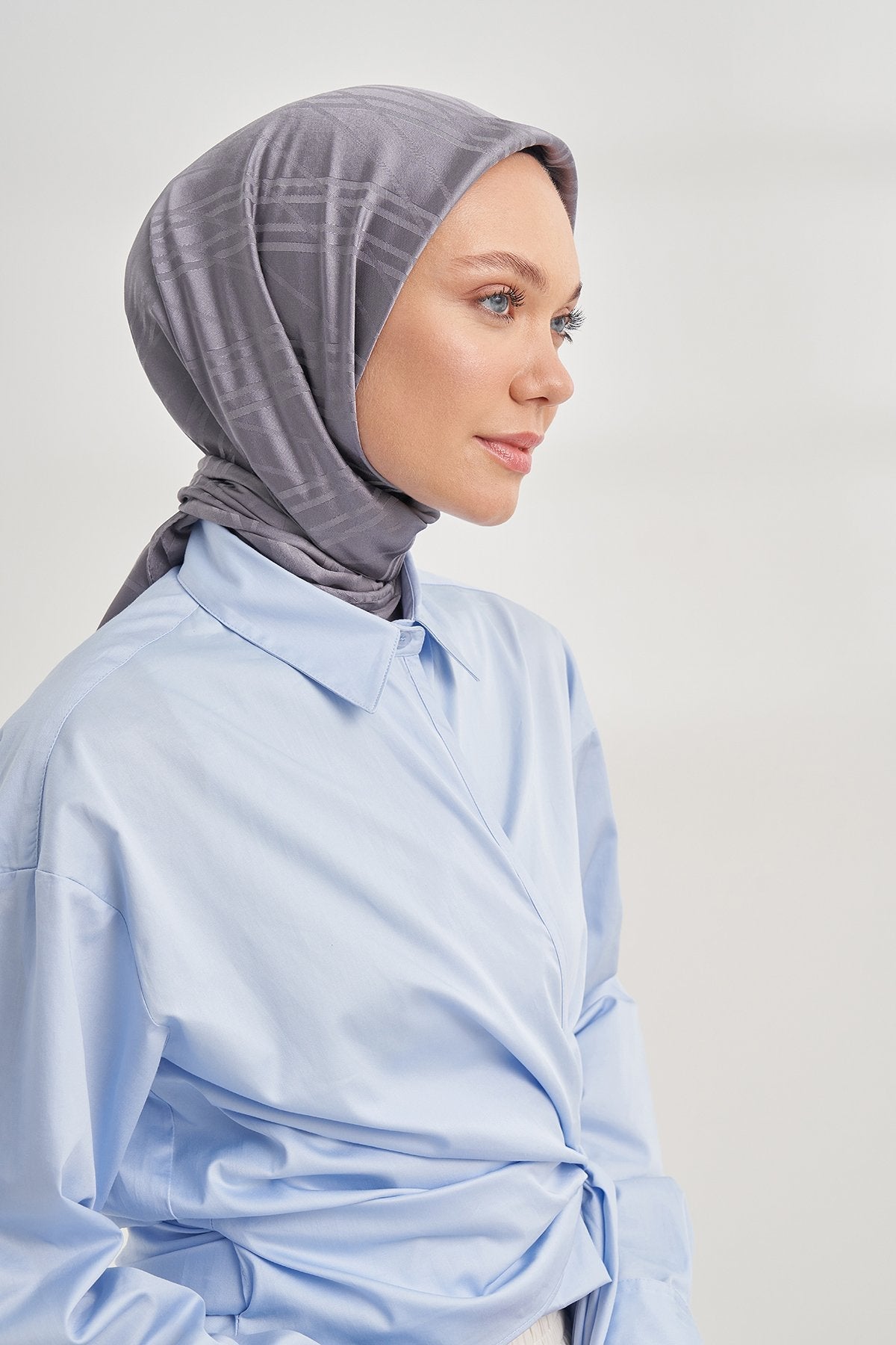 Italienischer Jacquard Tuch - Strisce - Aschgrau - D'ITINA