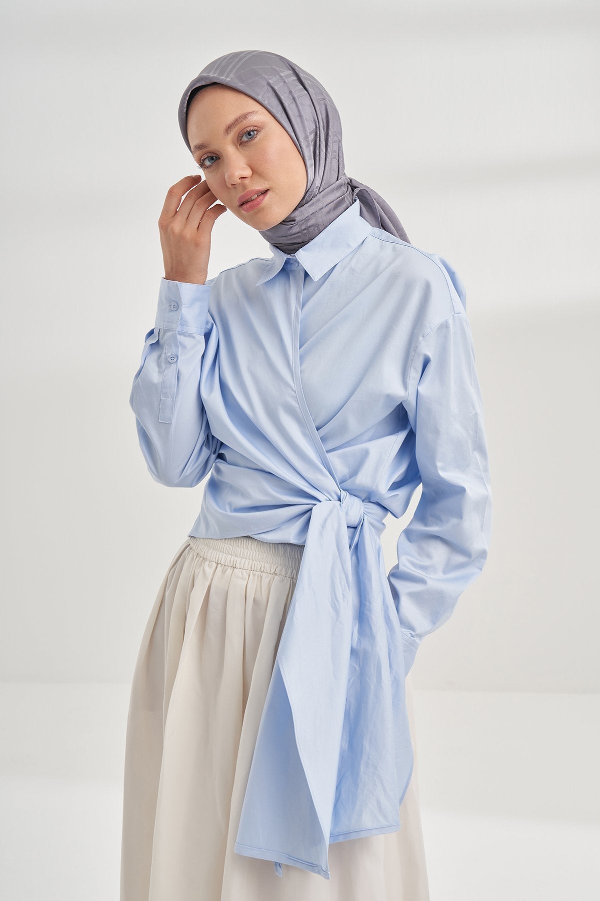 Italienischer Jacquard Tuch - Strisce - Aschgrau - D'ITINA