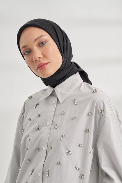 Italienischer Jacquard Tuch - Strisce - Onyx - D'ITINA