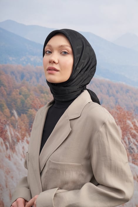Italienischer Jacquard Tuch - Zig Zag - Onyx - D'ITINA