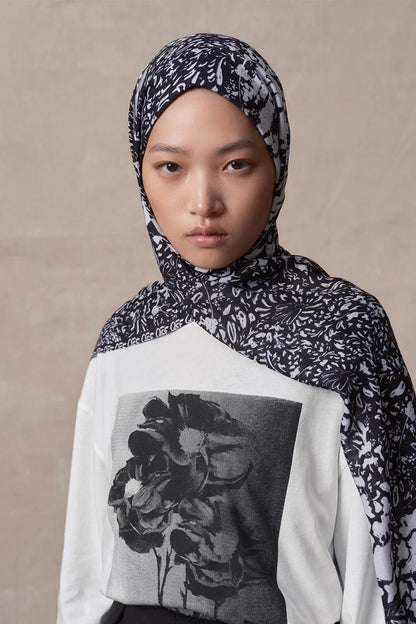 Modal Brush Schal - Minimal Pattern Black - D'ITINA