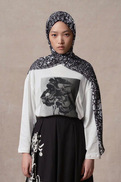 Modal Brush Schal - Minimal Pattern Black - D'ITINA