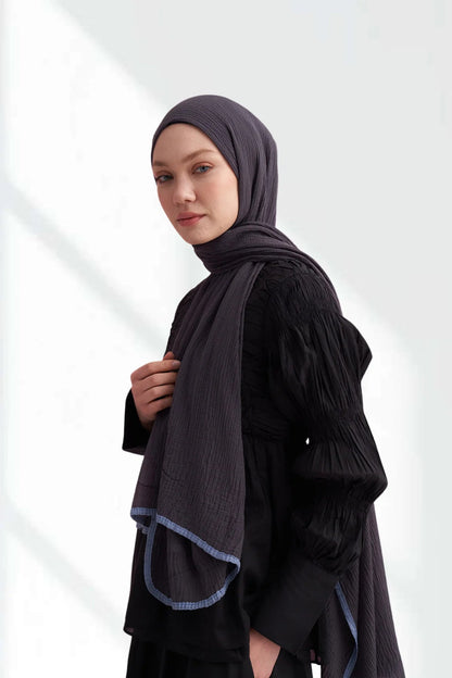 Musselin Biyeli Hijab - Mattblau - D'ITINA