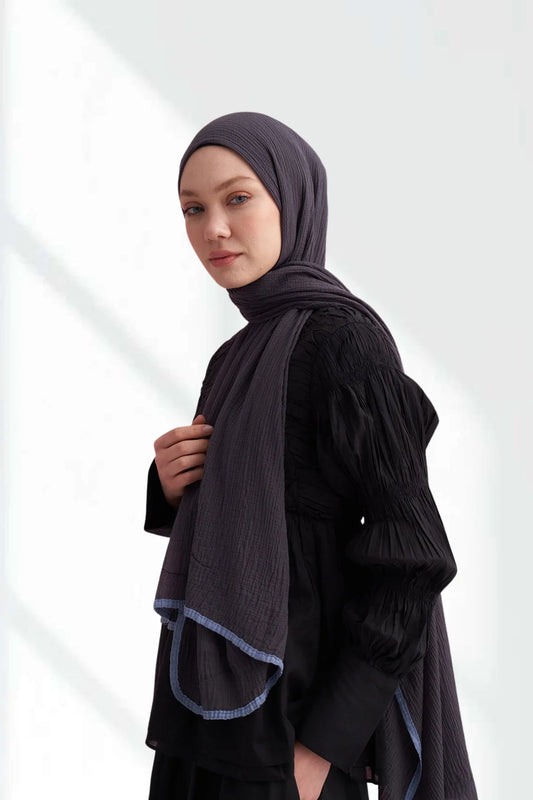 Musselin Biyeli Hijab - Mattblau - D'ITINA