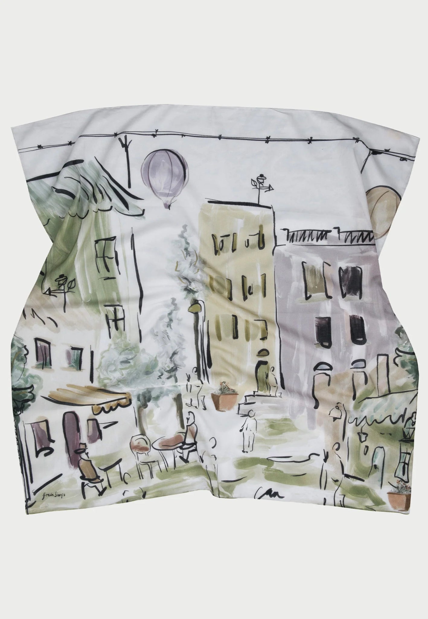 Patterned Cotton Voile Scarf - Amelia Khaki - D'ITINA