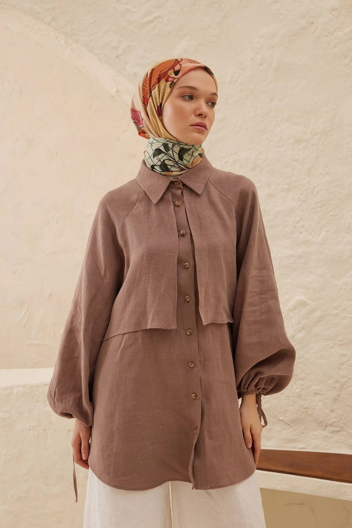 Patterned Cotton Voile Scarf - Mila Dry Rose - D'ITINA