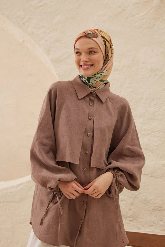 Patterned Cotton Voile Scarf - Mila Dry Rose - D'ITINA