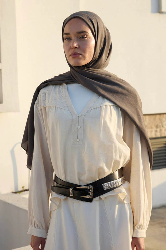 Silk - Cotton Hijab - Anthrazit - D'ITINA